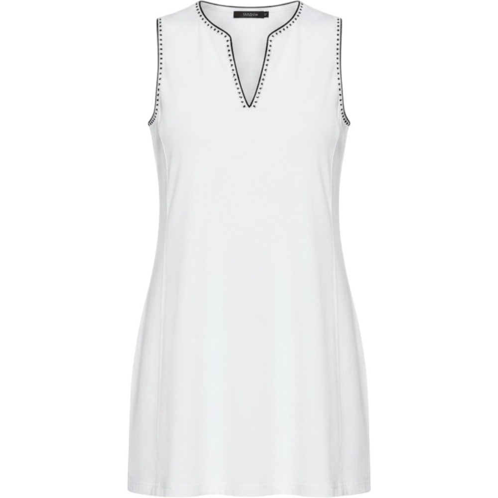 Tory Sport Womens White Navy Blue Cross Stitch V-Neck Tennis Dress XL